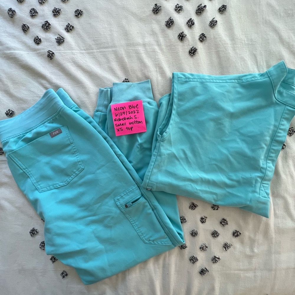 Neon blue scrubs
